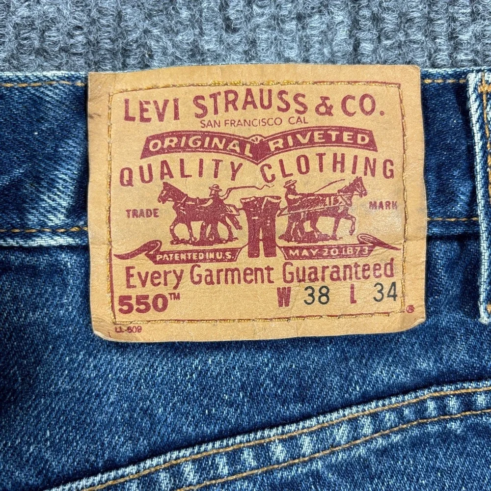 Levi Strauss 550 Relaxed Fit Jeans‎ Men 38x34 Blue Y2K Vintage Black Batwing Tag